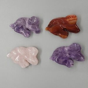 Carved, Drilled Horse Crystal Cabachons